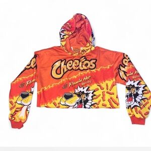 Cropped Cheetos Flamin’ Hot all-over print hoodie — adult size L
